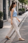 HALTER YAKA MAVİ SATEN BLUZ