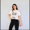 H&M ORJ EKRU BİSİKLET YAKA BASKILI T-SHIRT