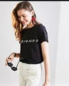 H&M ORJ SİYAH BASKILI BİSİKLET YAKA BASIC T-SHIRT