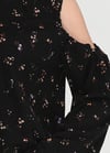 HM ORJ SİYAH ÇİÇEK DESENLİ UZUN KOLLU CUT OUT BLUZ