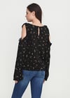 HM ORJ SİYAH ÇİÇEK DESENLİ UZUN KOLLU CUT OUT BLUZ