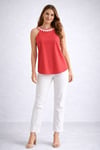KIRMIZI HALTER YAKA TENCEL BLUZ