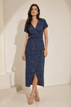 KOYU LACİVERT RAYON KRUVAZE ELBİSE