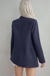 LACİVERT ÇİZGİLİ UZUN KOL BLAZER CEKET