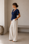 LACİVERT TENCEL KRUVAZE BLUZ