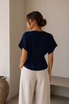 LACİVERT TENCEL KRUVAZE BLUZ