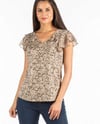 MABOUTIQUE ORJ BEJ ÇİÇEK DESENLİ KOLSUZ BLUZ
