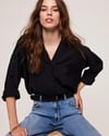 MINT VELVET ORJ SİYAH V YAKA OVERSIZE BLUZ
