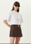 MIU MIU MODEL BEYAZ CROP OVERSIZE T-SHIRT