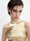 MNG ORJ.METALİK SARI KNIT TOP DİK YAKA  ATLET