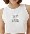 NEW LOOK ORJ BEYAZ HALTER YAKA YAZI BASKILI CROP 