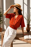 ORANGE CROP TENCEL BLUZ
