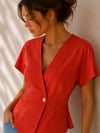 ORANGE TENCEL KRUVAZE BLUZ