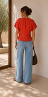 ORANGE TENCEL KRUVAZE BLUZ
