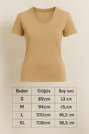 ORJ MARKA BEJ V YAKA MODAL FİT T-SHİRT