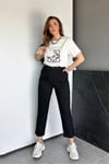 ORJ MARKA BEYAZ BASKILI BİSİKLET YAKA T-SHIRT