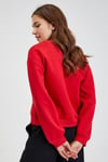 ORJ MARKA KIRMIZI FORFORLU LOVE BİSİKLET YAKA KISA SWEATSHIRT