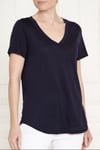 ORJ MARKA LACİVERT V YAKA KISA KOL TENCEL T-SHIRT