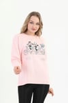 ORJ MARKA PEMBE BASKILI BİSİKLET YAKA UZUN KOL SWEATSHIRT
