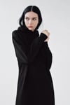 ORJ MARKA SİYAH KAPÜŞONLU SWEATSHIRT ELBİSE 