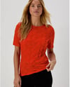 PAPAYA ORJ KIRMIZI BİSİKLET YAKA DOKULU FİT T-SHIRT