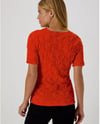 PAPAYA ORJ KIRMIZI BİSİKLET YAKA DOKULU FİT T-SHIRT