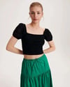RESERVED ORJ SİYAH KOLU FİSTOLU CROP BODY