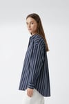 RİGALA ÇİZGİLİ LACİVERT OVERSIZE GÖMLEK