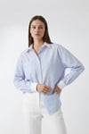 RİGALA ÇİZGİLİ MAVİ OVERSIZE GÖMLEK