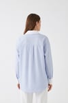 RİGALA ÇİZGİLİ MAVİ OVERSIZE GÖMLEK