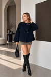 RİGALA LACİVERT OVERSIZE KISA KAŞE CEKET