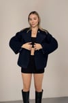 RİGALA LACİVERT OVERSIZE KISA KAŞE CEKET