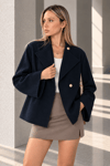 RİGALA LACİVERT OVERSIZE KISA KAŞE CEKET