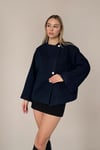 RİGALA LACİVERT OVERSIZE KISA KAŞE CEKET