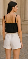 RİGALA SİYAH DESENLİ ASKILI CROP