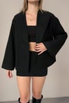 RİGALA SİYAH OVERSIZE KISA KAŞE CEKET