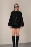 RİGALA SİYAH OVERSIZE KISA KAŞE CEKET