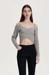 RSVD ORJ OMUZLARI AÇIK ÖRME CROP SWEATER