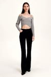 RSVD ORJ OMUZLARI AÇIK ÖRME CROP SWEATER