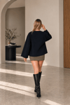 SİYAH OVERSIZE KISA KAŞE CEKET