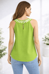 YEŞİL HALTER YAKA FLOŞ VİSCON BLUZ