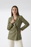 YEŞİL SUNİ DERİ BLAZER CEKET