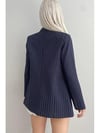 ZR MODEL LACİVERT ÇİZGİLİ UZUN KOLLU BLAZER CEKET