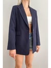ZR MODEL LACİVERT ÇİZGİLİ UZUN KOLLU BLAZER CEKET
