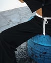 ZR MODEL SİYAH BEYAZ ŞERİTLİ LASTİKLİ YANDAN FERMUARLI KUMAŞ PANTOLON