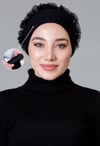 Silikonlu Kaymaz Fırfırlı Bone Siyah