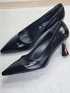 Kısa Topuk Siyah Renk Sivri Burun Stiletto