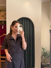 Kahve Fermuarlı Crop