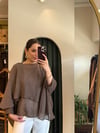 Pelerin tül bluz kahve