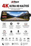 DHI-T5 Dikiz Aynalı Araç İçi Kamera  4K Çözünürlük + Ön ve Arka Kamera + GPS + Park Sensörü + Dokunmatik Ekran + APP Kontrol